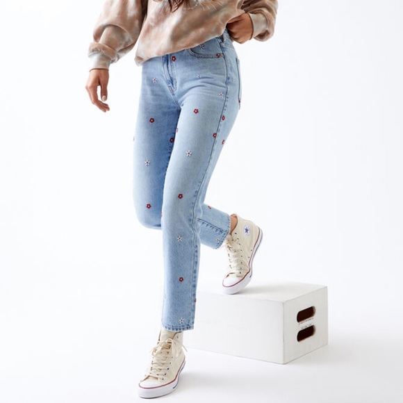 PacSun Denim - SOLD - PacSun Red Daisy Mom Jeans